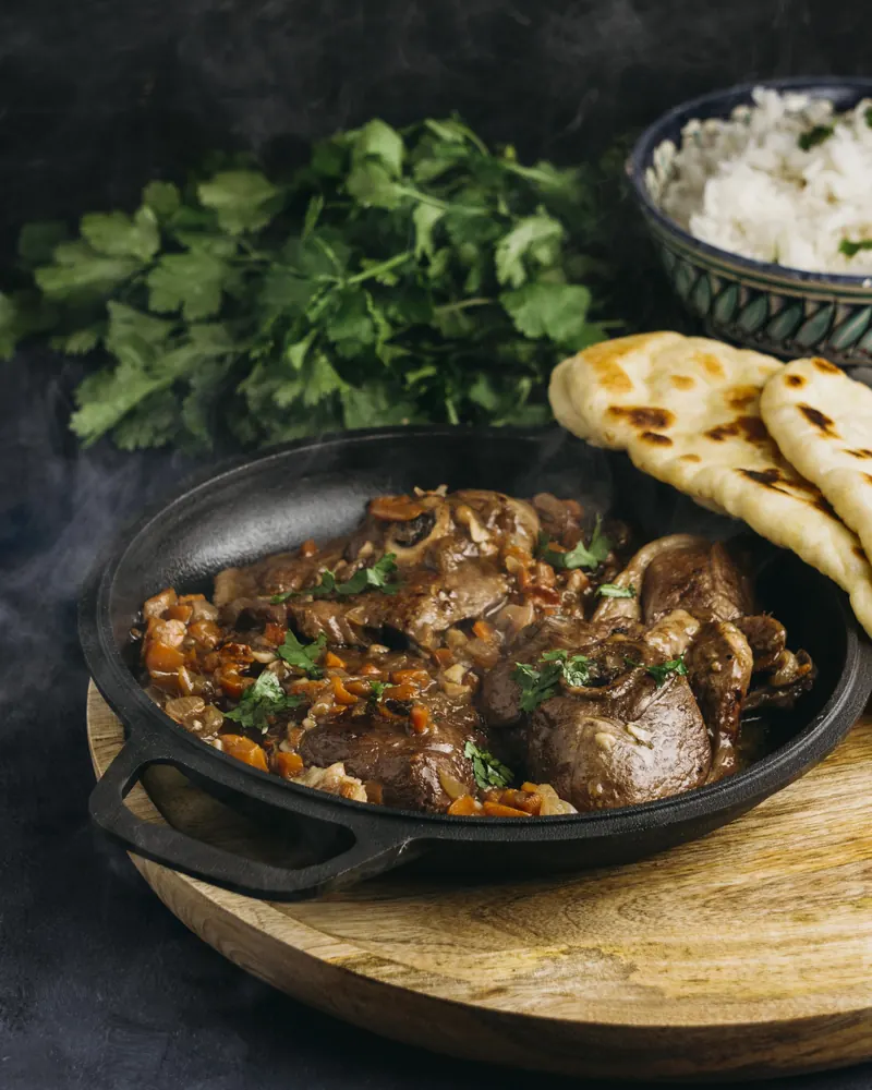 Lamb curry with naan and rice, Indian food in Crowthorne, Berkshire